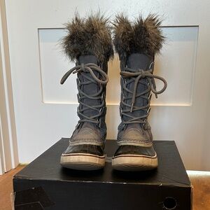 Sorel Joan of Arctic Quarry (gray) Black Winter Waterproof Boots $240 EUC